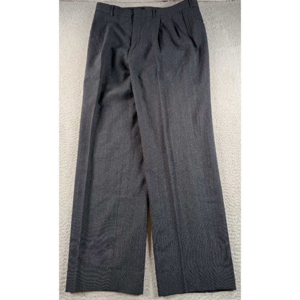 Tailors Row Deansgate Dress Pants Mens 34x31 Pleated Charcoal Gray Made In USA